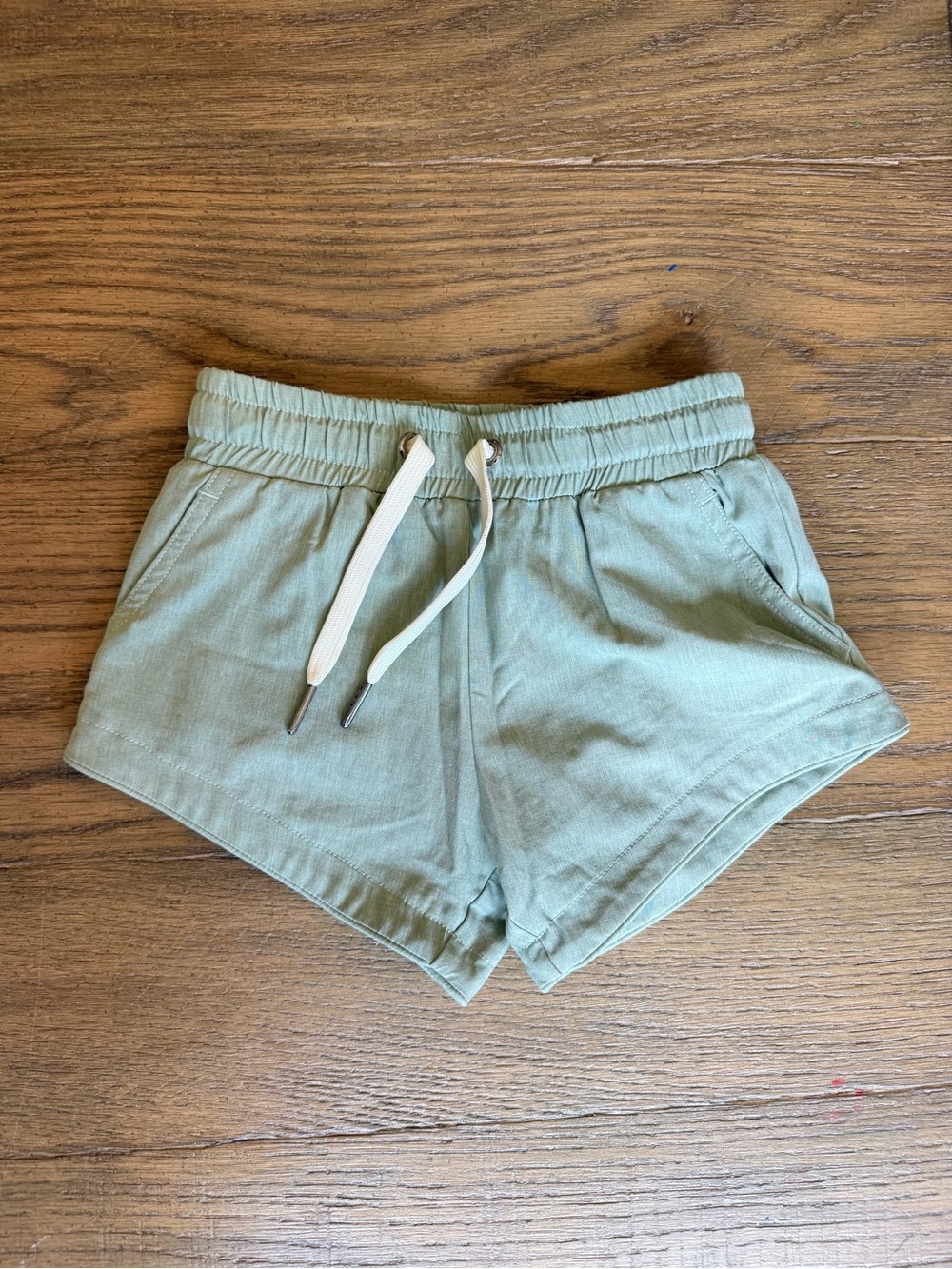 SweetHoney Kids Swim Trunks in Sage Green with White Drawstring